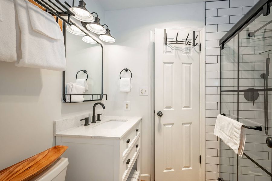 Full bathroom with glass shower